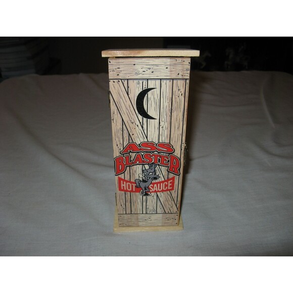 Ass Blaster Hot Sauce 5 oz Bottle Extremely Hot With Wooden Outhouse NEW - Picture 1 of 6